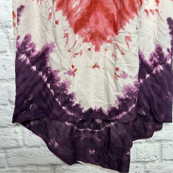 Angie Women's Tie Dye Red and Blue Strapless Long Maxi Dress - Picture 9 of 14